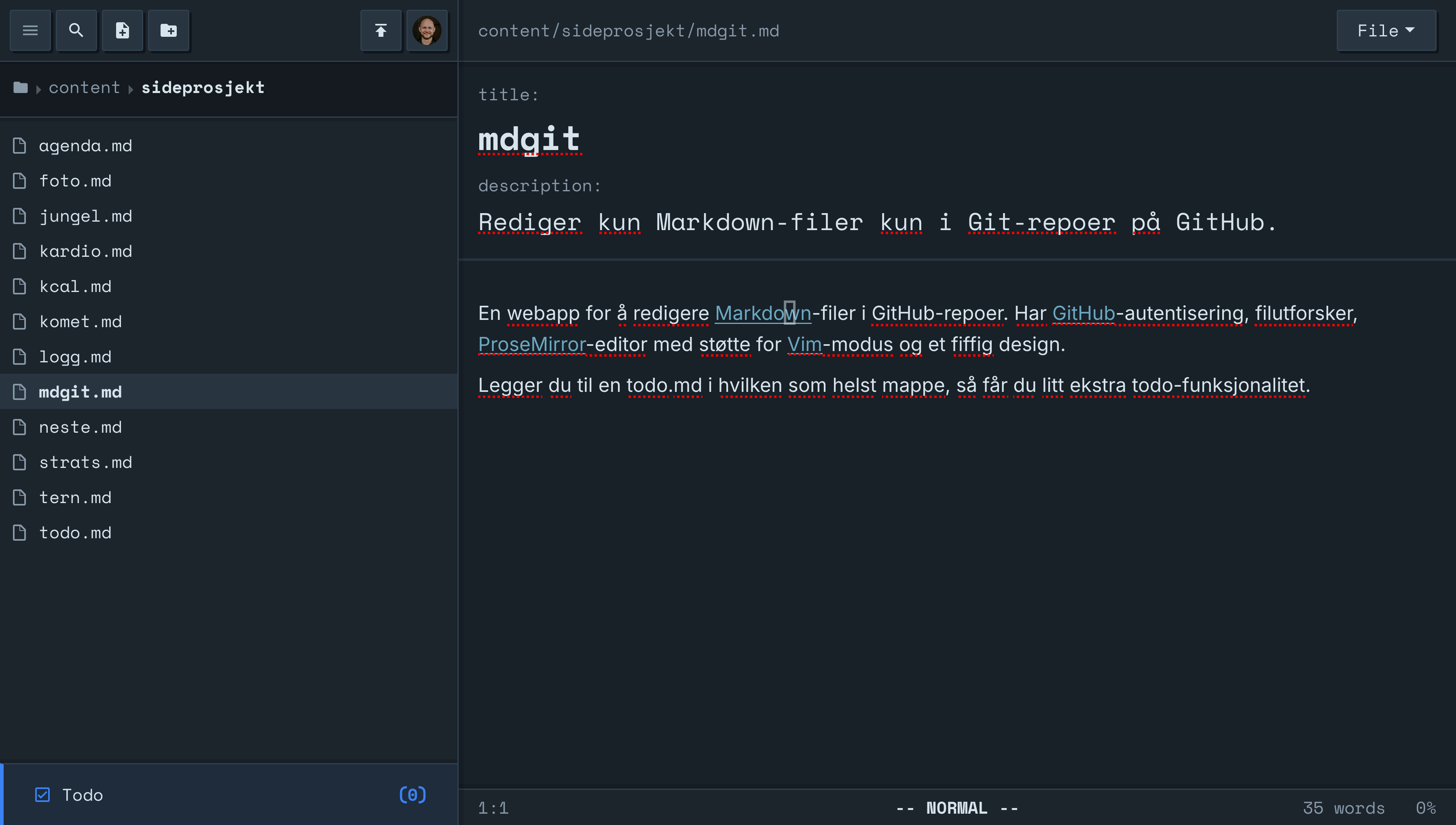 Skjermbilde av mdgit